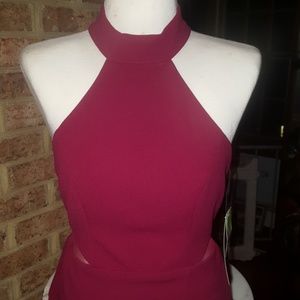 Halter Mesh Side cutout dress with side front slit